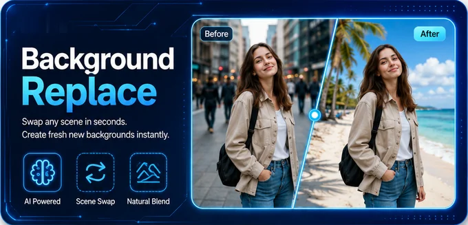 Background Replace before and after example