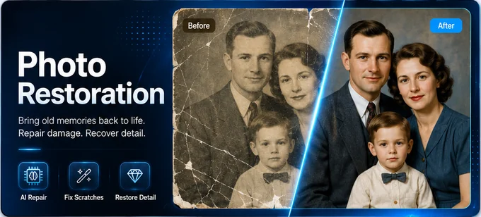 Photo Restoration before and after example