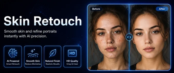 Skin Retouch before and after example