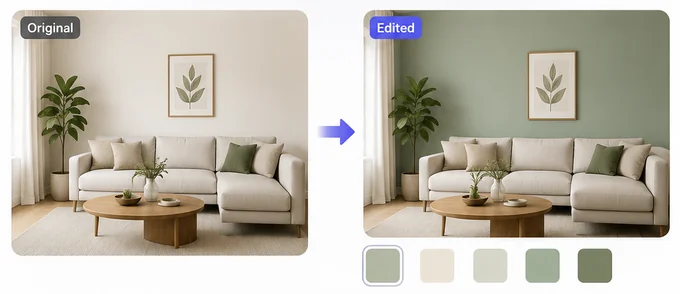 Wall Color before and after example